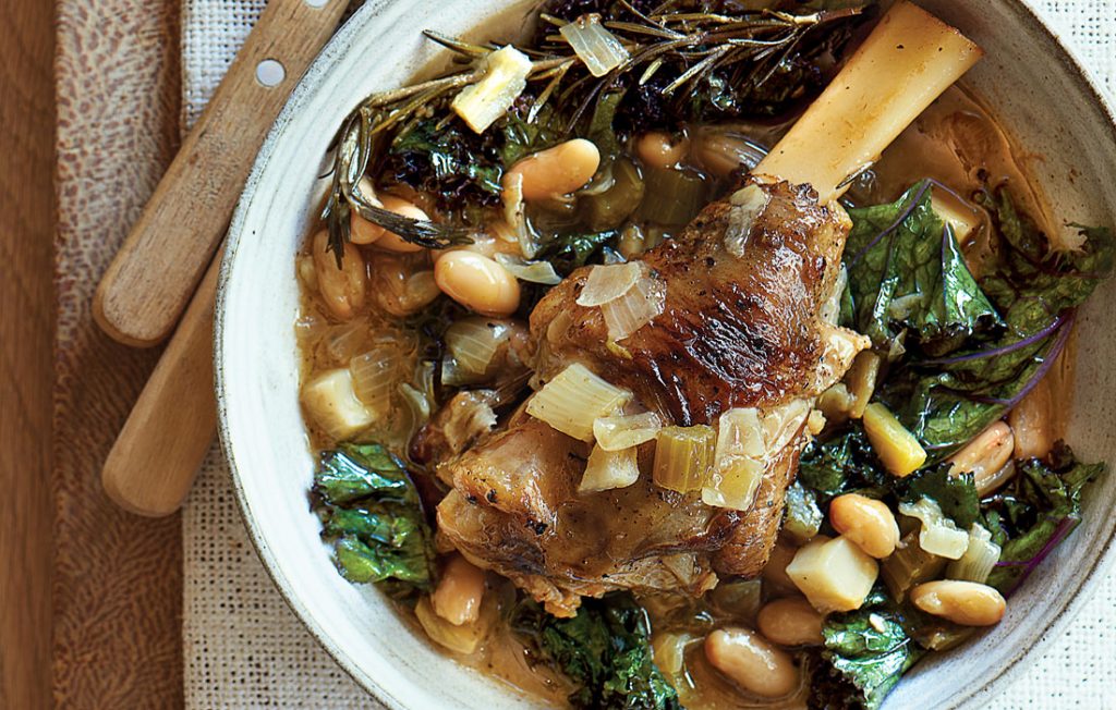 Slow-braised lamb with fennel, rosemary, garlic and lemon