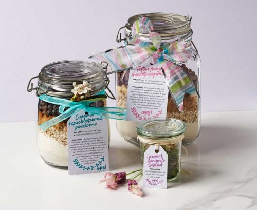 baking and tea mixes in gift jars