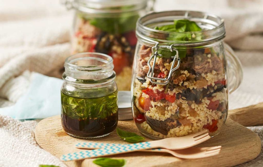 Honey and mustard bulgar wheat pots