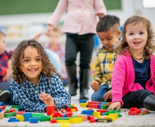 Children playing with blocks