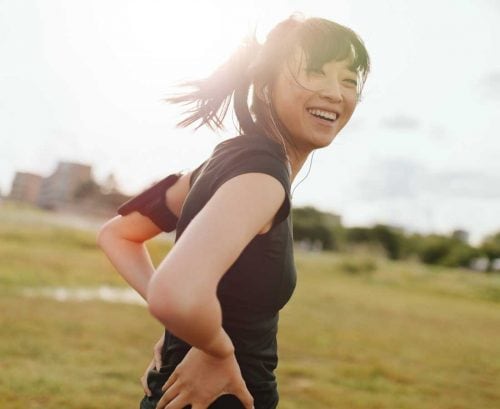 Healthy woman exercising outside