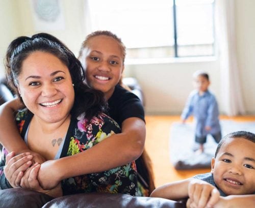 Healthy mum and children