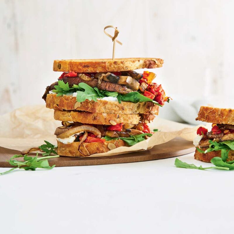 Cheesy mushroom, spinach and caramelised onion toastie