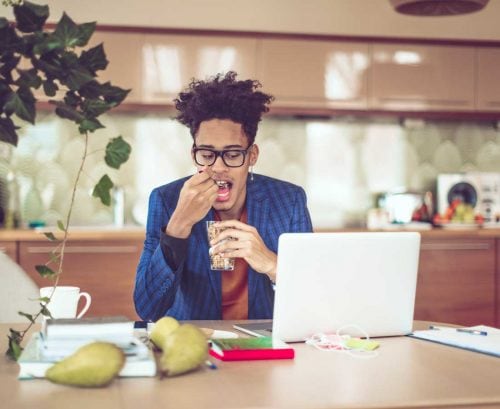 Man eating gut healthy food