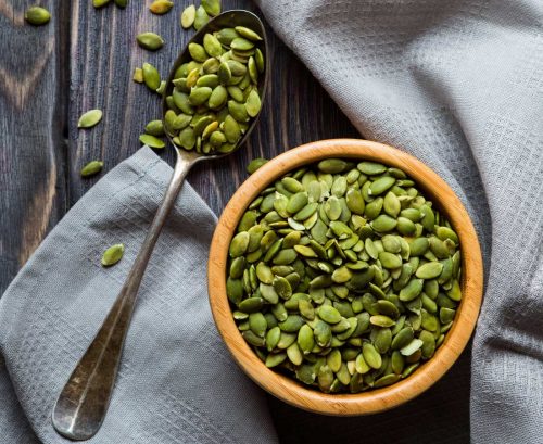 Bowl of pumpkin seeds (pepitas)