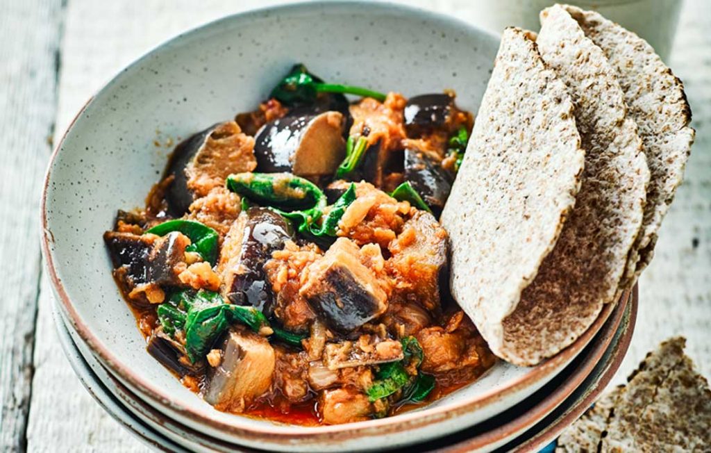 Eggplant and lentil vindaloo