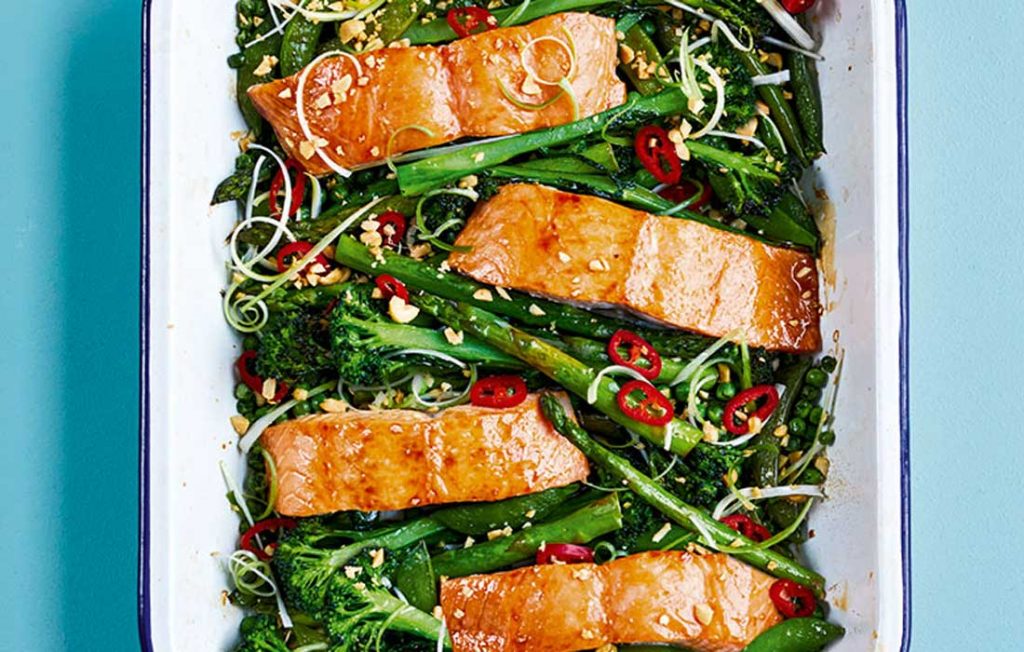 Sticky soy and honey roasted salmon