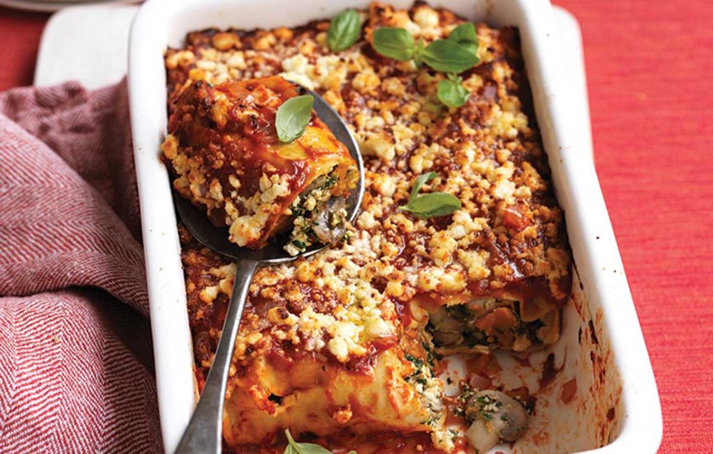 Healthier squash, spinach and ricotta cannelloni
