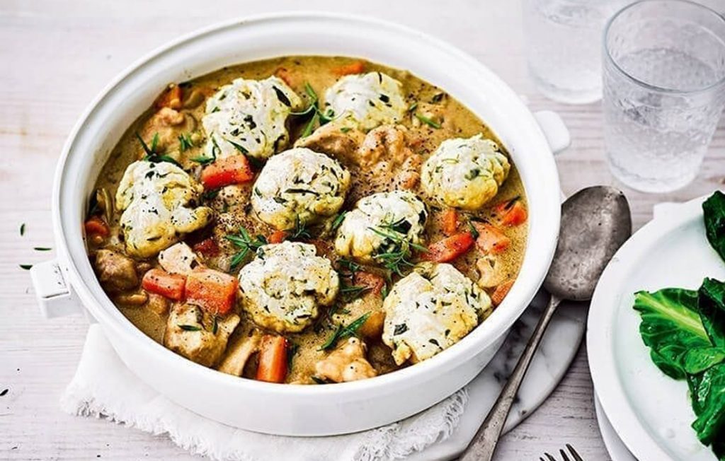 Chicken casserole with tarragon dumplings Chicken casserole with tarragon dumplings