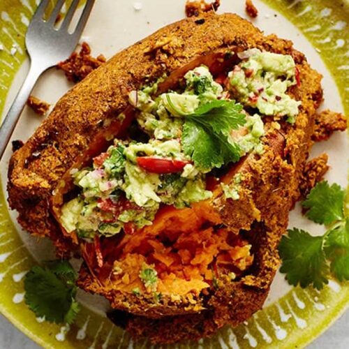 Vegan curry-crusted sweet potato