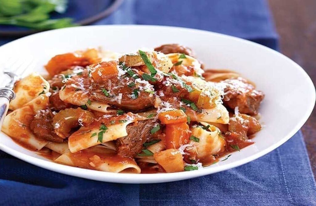 Healthy lamb ragu with tagliatelle