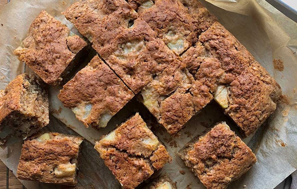 Vegan walnut and pear cake