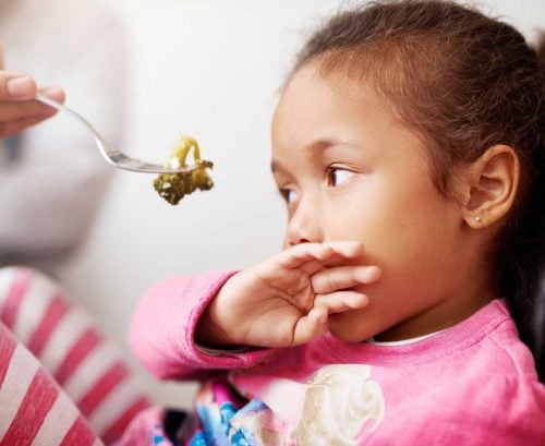 Little girl refusing food