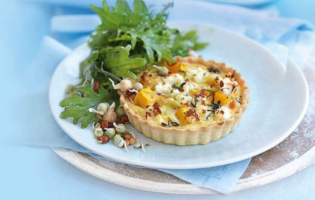 Butternut squash and feta quiche