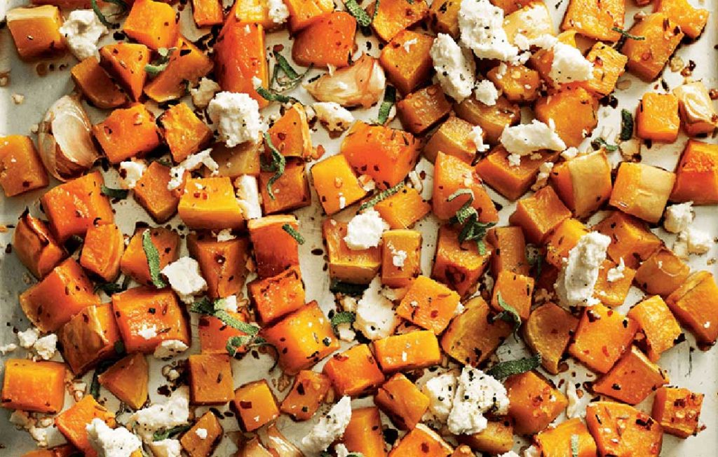 Butternut pumpkin and feta salad