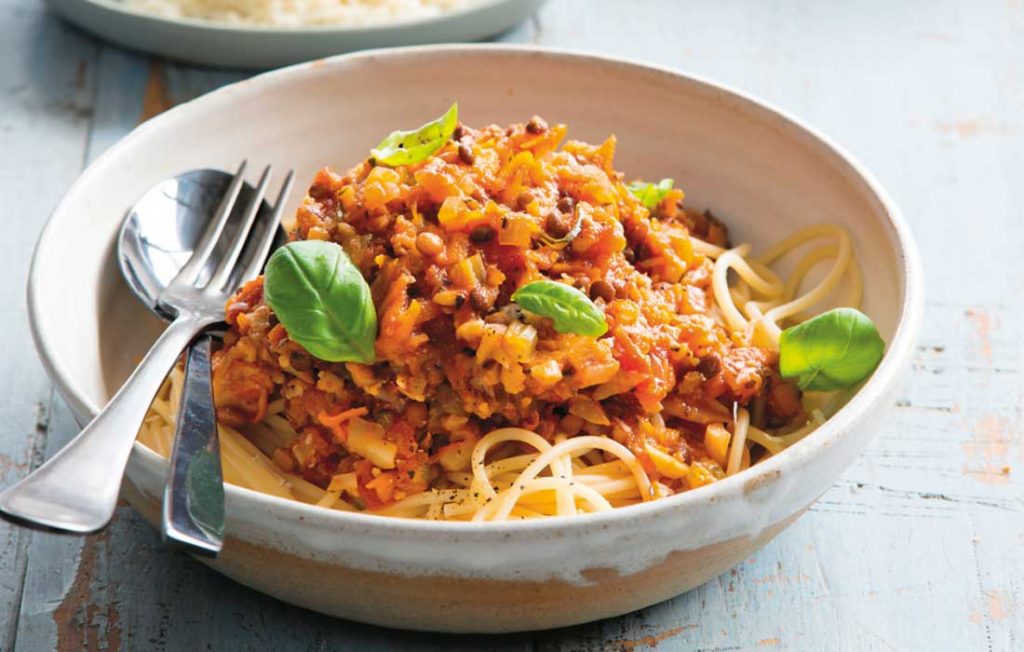 Cauliflower and lentil bolognese