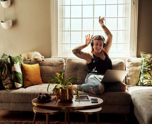 Woman listening to music