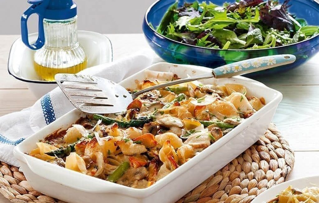 Healthy seafood gratin