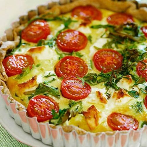 Gluten-free cheese and tomato quiche