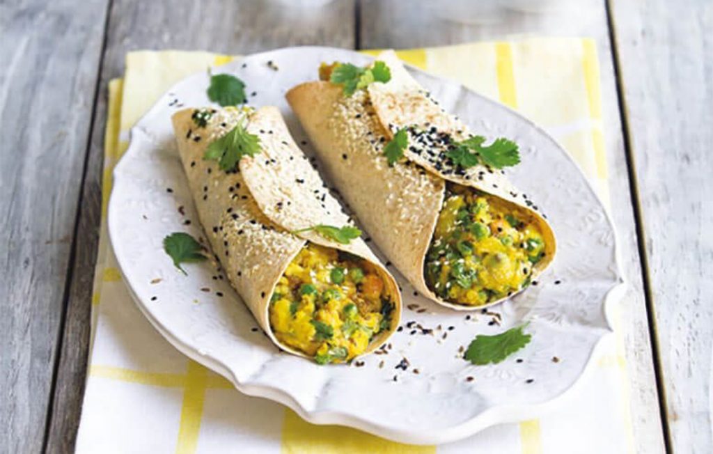 Indian style potato and chickpea wraps Indian style potato and chickpea wraps