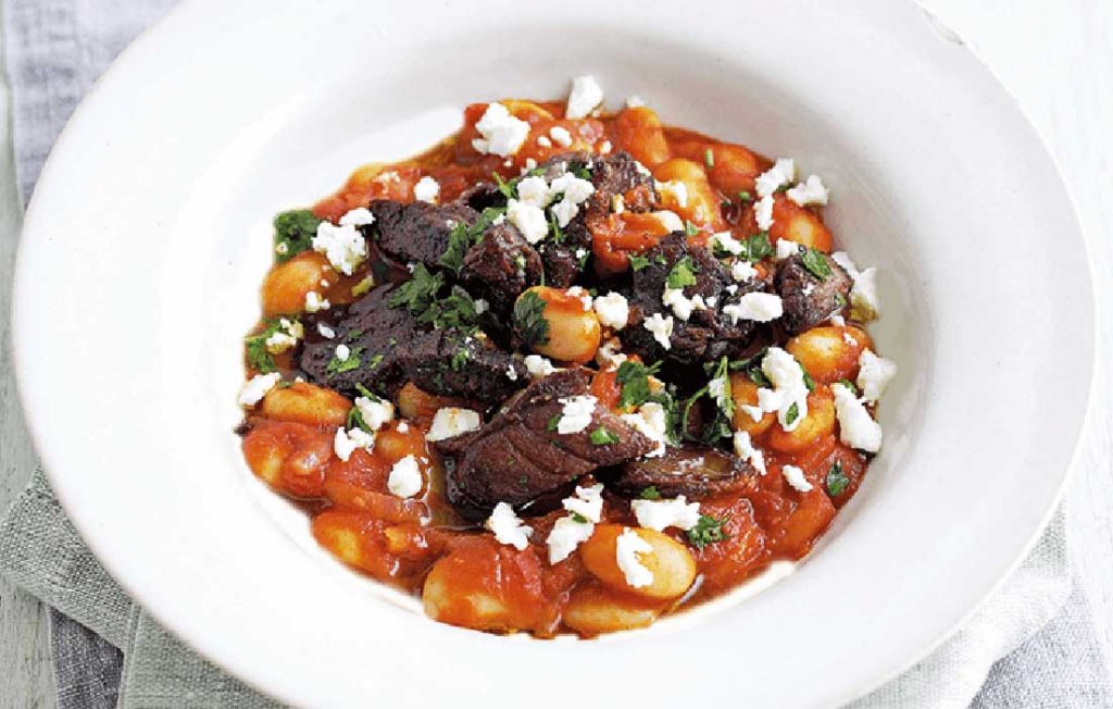 Lamb and white bean stew with feta