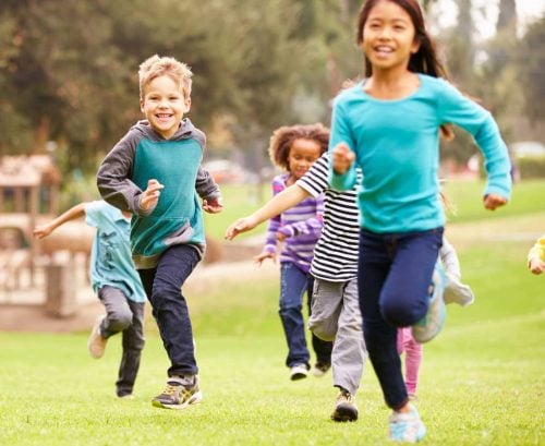 Children running a race