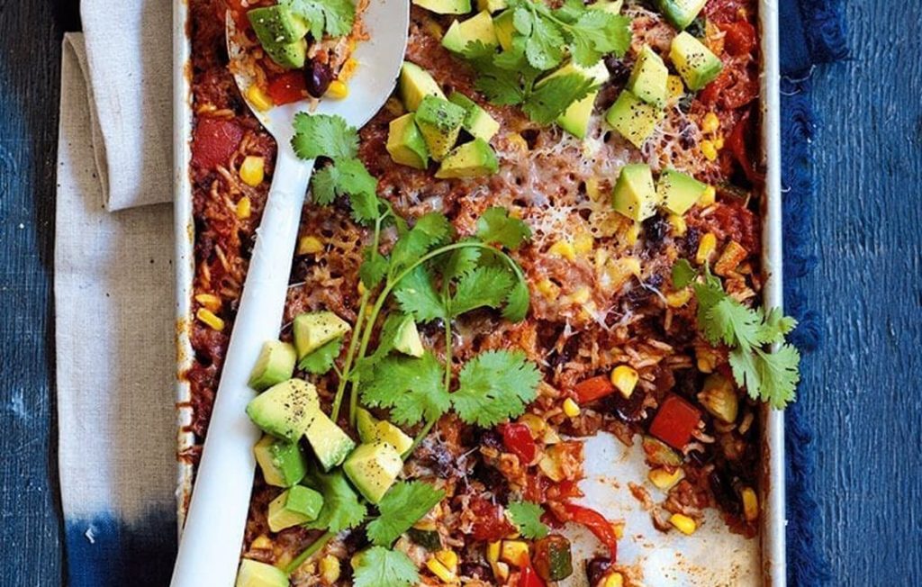 Rice and beans traybake Rice and beans traybake