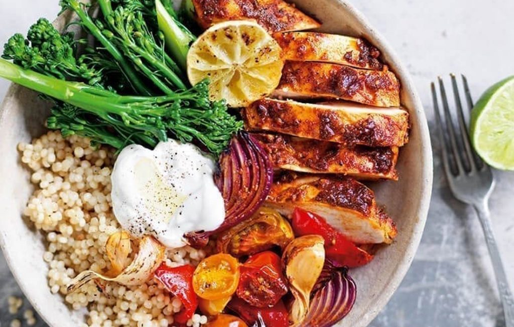Roast vegetable and chicken bowl Roast vegetable and chicken bowl
