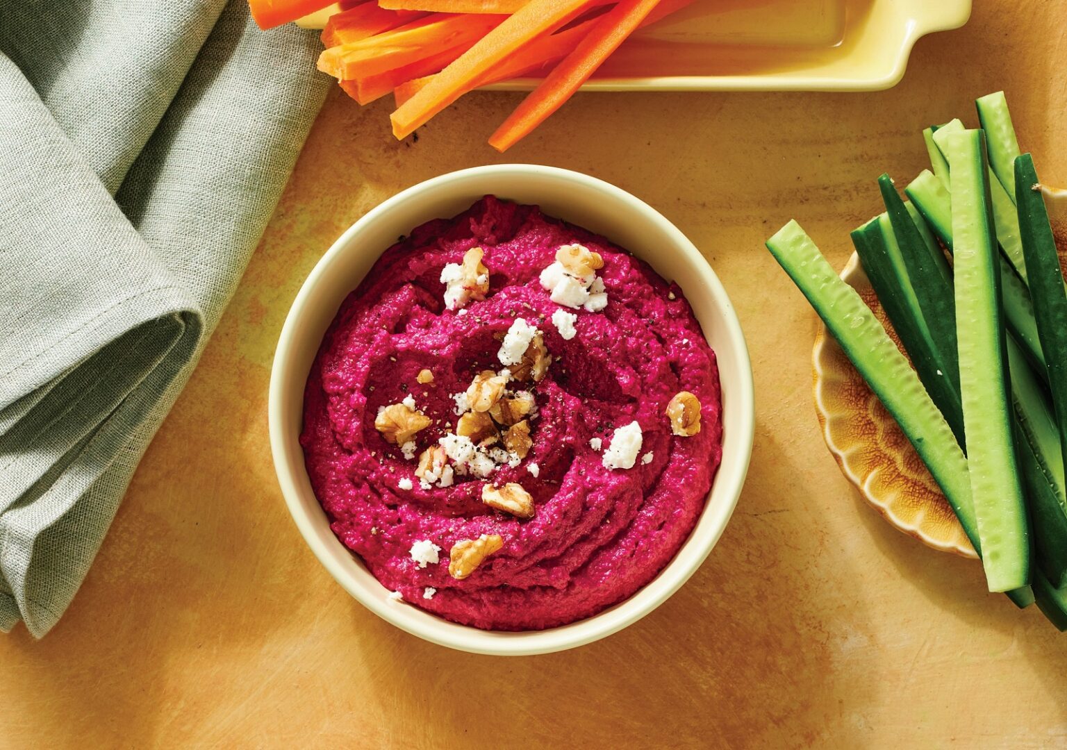 Beetroot, walnut and feta dip