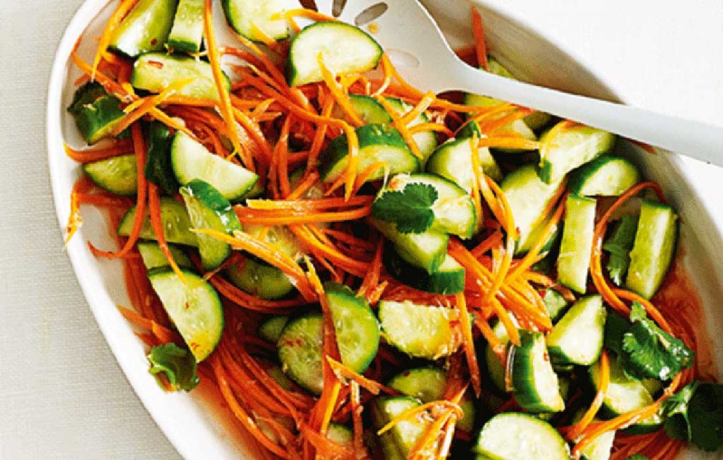 Cucumber and carrot salad with Asian dressing Cucumber and carrot salad with Asian dressing