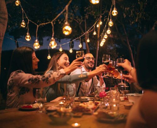People toasting at a party