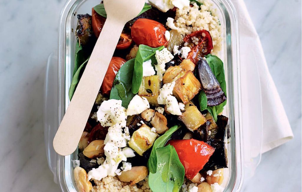 Roasted vegetable and feta couscous salad
