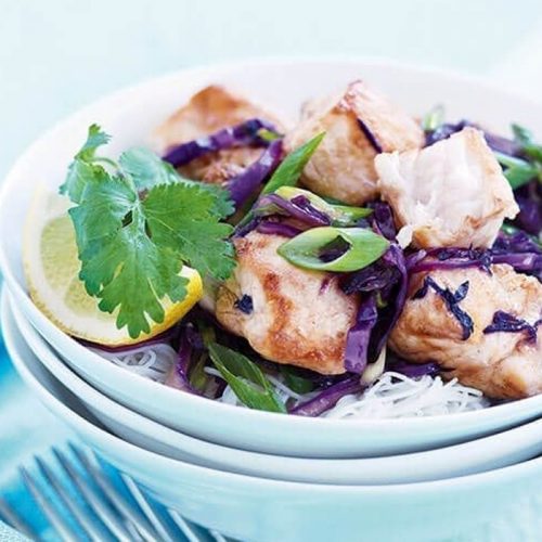 Teriyaki fish and vermicelli stir-fry