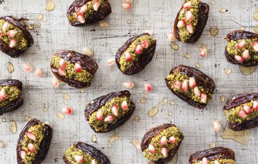 Medjool dates stuffed with pistachio marzipan