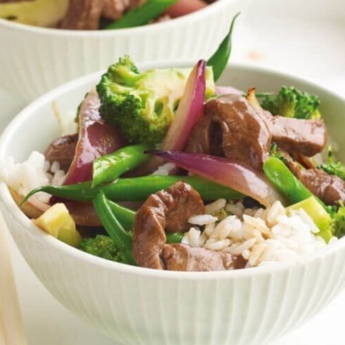 Beef and broccoli with plum sauce