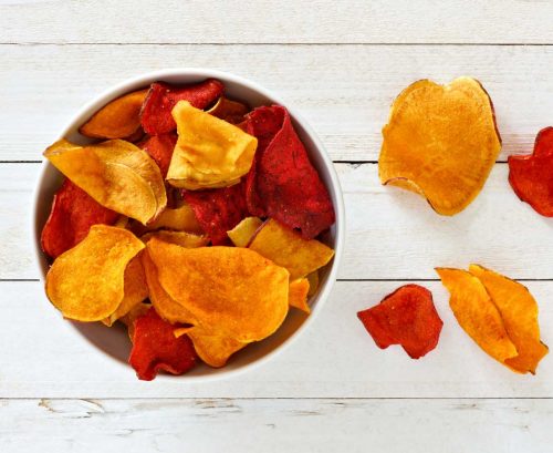 Bowl of colourful chips