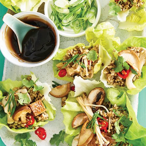 Mushroom and tofu san choy bau