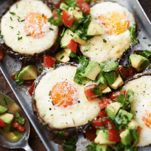 Eggs baked in portobello mushrooms