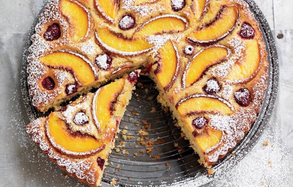 Peach and berry bakewell tart made healthier