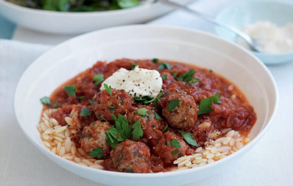 Meatballs with orzo pasta