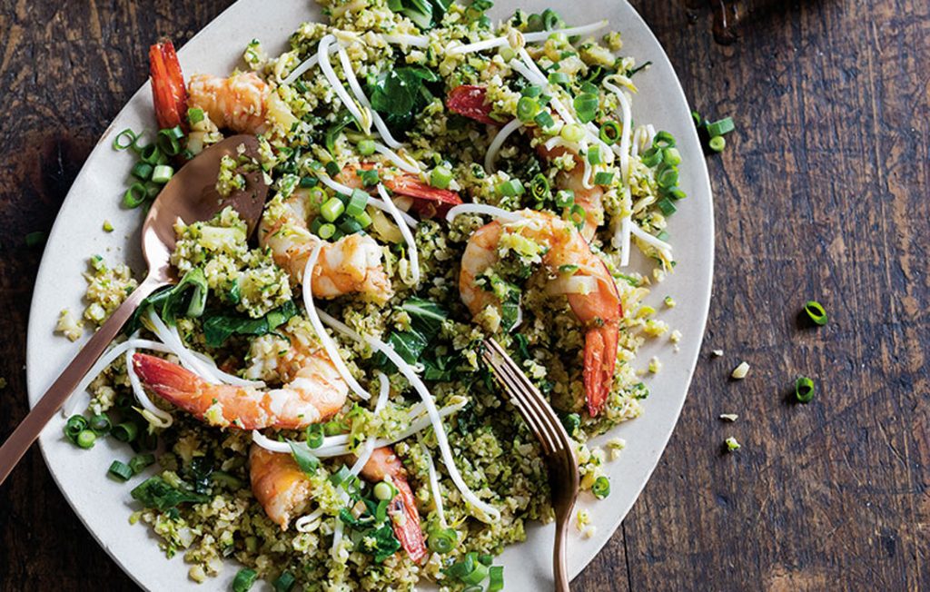 Prawn and courgette fried cauliflower ‘rice’
