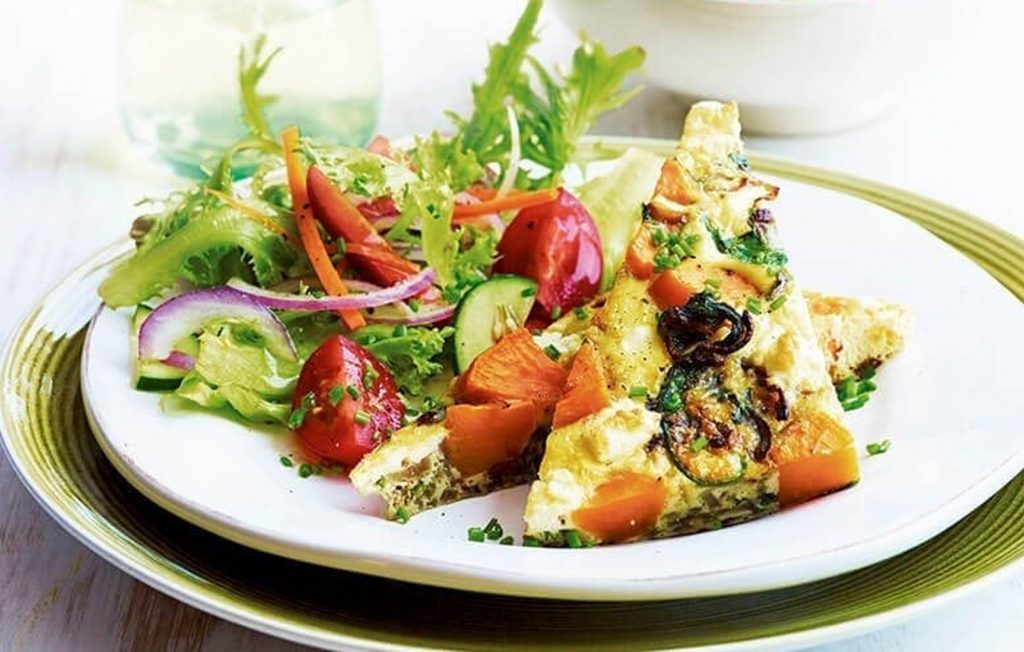 Feta and caramelised onion frittata