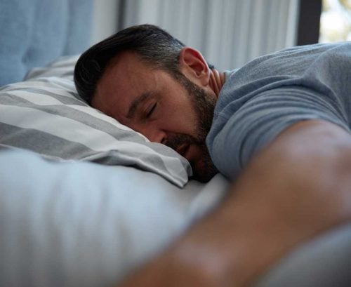 Sleeping middle-aged man