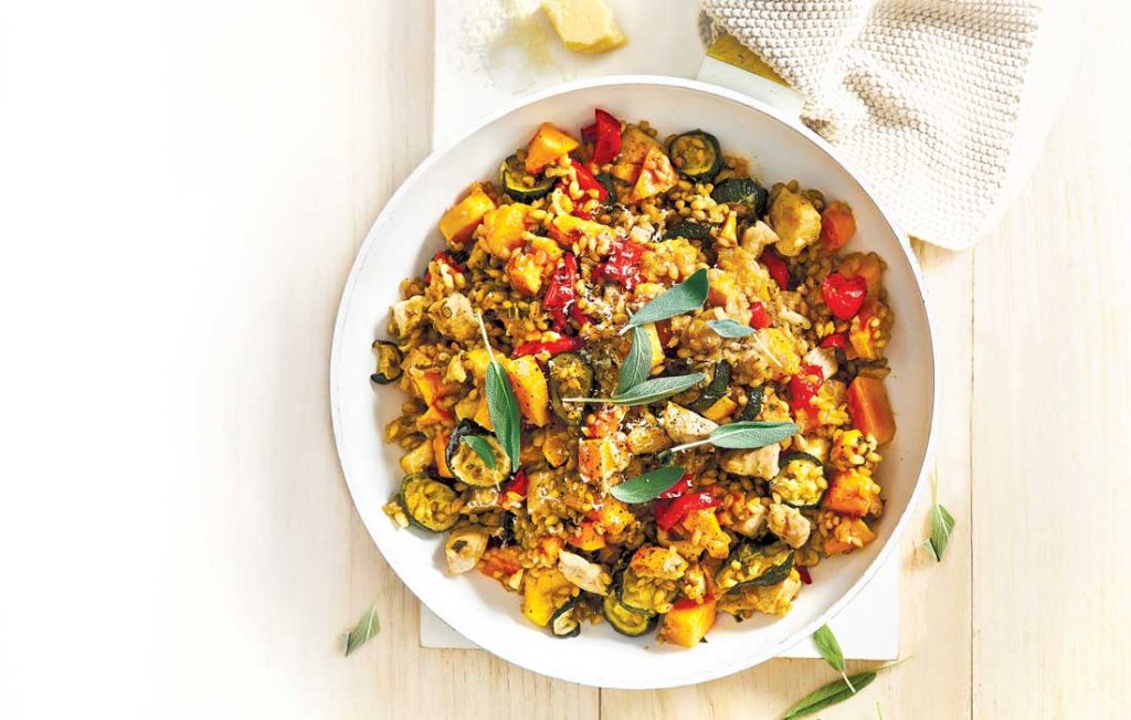 Roasted pumpkin and sage barley risotto