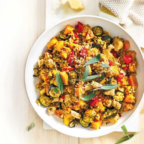 Roasted pumpkin and sage barley risotto
