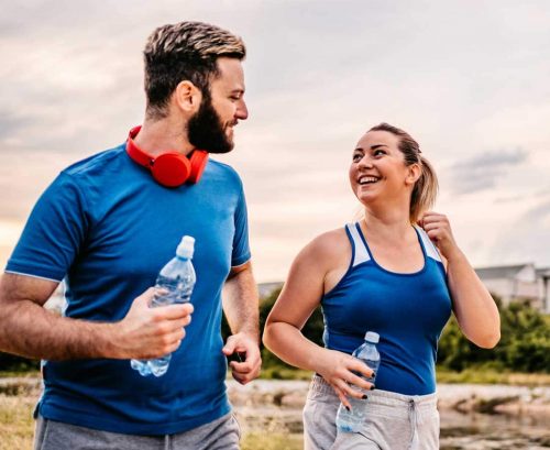 Couple exercising together