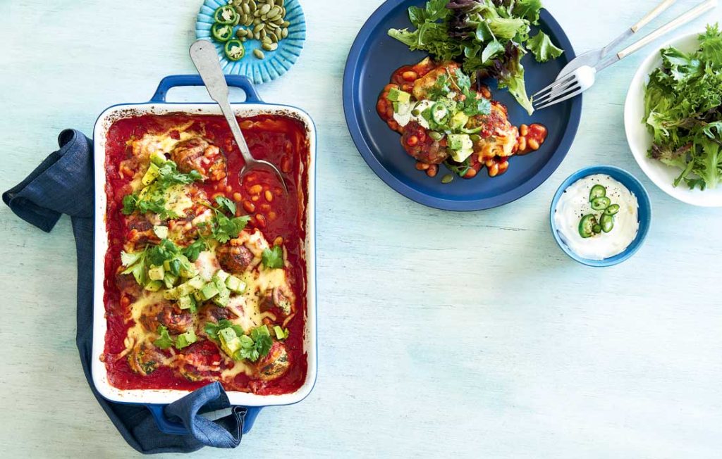 Mexican meatball bake