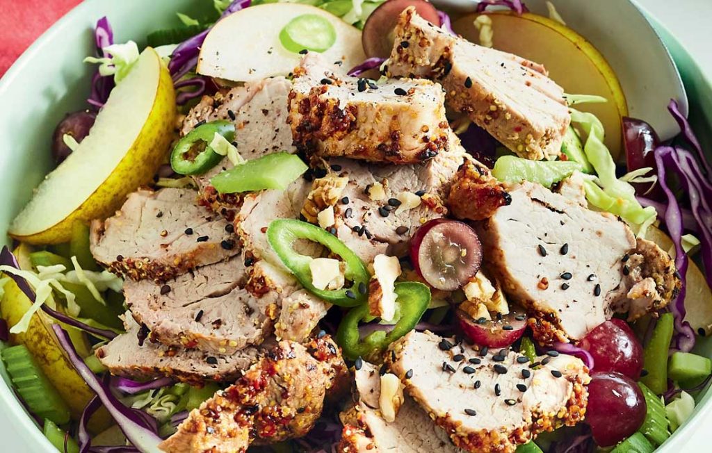 Mustard and chilli pork Waldorf salad Mustard and chilli pork Waldorf salad