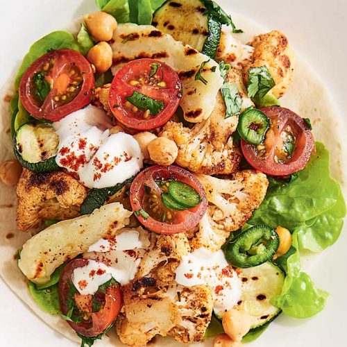 Spice-roasted cauliflower tacos with chilli salsa
