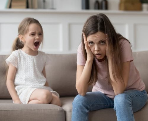 Girl screaming at mother